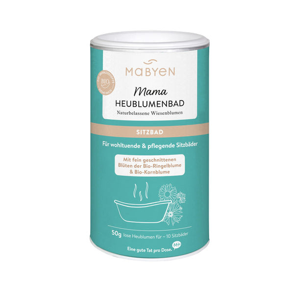 MABYEN Hayflower Sitz Bath 50g | Grūtniecība — vannas piedeva Grūtniecība — dabiska dzemdību sagatavošana kā tvaika vanna vai sēžamā vanna — atslābina iegurņa pamatnes muskuļus un samazina starpenes plīsumu risku