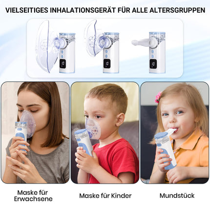 HITHINKMED bērnu inhalators, uzlādējams inhalators ar atpakaļskaitīšanas taimeri un automātisko tīrīšanas funkciju, inhalatori pieaugušajiem lietošanai mājās un ceļojumos (zils)