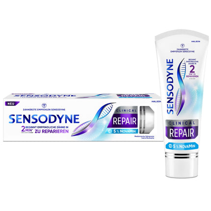 Sensodyne Clinical REPAIR, zobu pasta jutīgiem zobiem ar 5% NovaMin, ilgstošai atvieglošanai, 75 ml