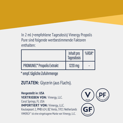 Vimergy PropolisPure™ (57 devas) – 1220 mg propolisa pilieni – standartizēts polifenolu saturam – veģetārs uztura bagātinātājs – bez cukura vai piedevām – bez ĢMO un glutēna (115 ml)