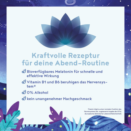 Melatonīna aerosols augstā devā - 400 dienu piegāde (50 ml) - ar baldriānu, pasifloru, citronmelisu, lavandu, B6 un B1 vitamīniem - bezalkoholisks - vegāns - aveņu garša - Alpha Foods