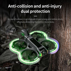 LICHIFIT propelleru aizsargs pret sadursmēm ar zibspuldzes LED gaismām DJI AVATA2 dronam propelleru aizsargs bufera gredzens brīdinājuma mirgojoša gaisma apgaismots TPU pārsegs ādai