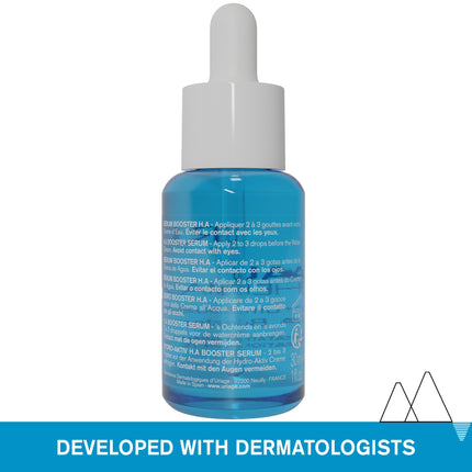 Uriage Hydro-Active HA BOOSTER serums ar 1,5% tīras un dabīgas hialuronskābes - par 86% pilnīgāka āda. Persiku maigas ādas efekts, salds aromāts - Bez parabēniem - Nekomedogēns - 30ml
