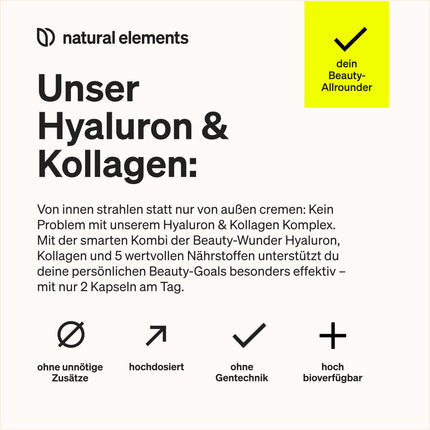 Hialuronskābes kolagēna komplekss - 180 kapsulas - bagātināts ar biotīnu, selēnu, cinku, C vitamīnu no acerolas un bambusa ekstraktu - laboratoriski pārbaudīts