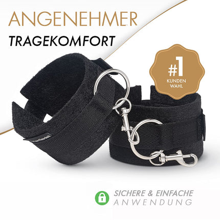 liebesfreunde® Bondage Set Bed Restraints Seksa rotaļlieta pāriem I Īpaši stabils BDSM bondage komplekts ar gultas ierobežojumiem, roku dzelžiem, aizsietām acīm