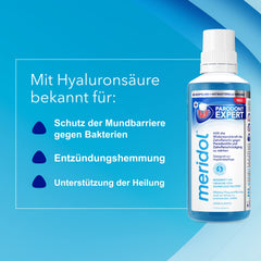 meridol mutes skalošanas līdzeklis Parodont Expert 400ml - antibakteriāla iedarbība, palīdz stiprināt smaganu izturību pret smaganu asiņošanas, periodontīta un smaganu recesijas cēloņiem