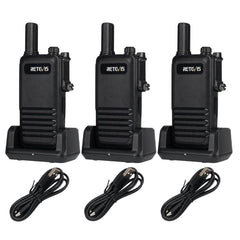 Retevis RB647 rācija, IP67 ūdensizturīga rācija, PMR446 16 kanāli, profesionāls divvirzienu rācija, 1000 mAh, VOX rācijas skolai, apsardzei un glābšanas dienestam (melnas, 3 gab. iepakojumā)