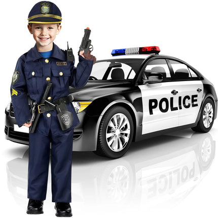 Fover policijas kostīms bērniem zēniem 12 gab. policijas aprīkojums policijas nūjas policijas signāli policijas cepure krekls rācijas policijas rotaļlietu komplekts Helovīna karnevāls dzimšanas dienas policijas kostīms FR010XL