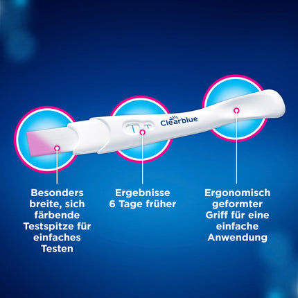 Clearblue grūtniecības tests Ultra Early Test Combo Pack Triple-Check, 3 testi (1 digitālais 10mSV/ml, 2 vizuālie 10mSV/ml), grūtniecības tests / agrīns grūtniecības tests, rezultāti 6 dienas agrāk