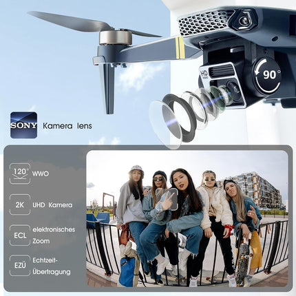 Bezkontaktu īpaši izturīgais salokāms kvadrokoptera drons iesācējiem – vairāk nekā 40 minūšu lidojuma laiks, Wi-Fi FPV drons ar 120° platleņķa 4K HD kameru, bezkontaktu motoru, F89-DE-240611-2
