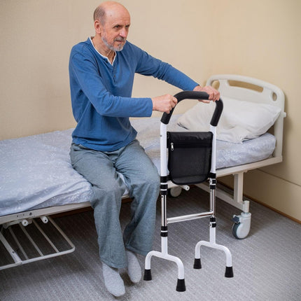 Stāvēšanas palīglīdzeklis, stabils stāvēšanas palīglīdzeklis vecāka gadagājuma cilvēkiem, augstumā regulējams stāvēšanas palīglīdzeklis senioriem, staigāšanas palīglīdzeklis pieaugušajiem, stāvēšanas palīglīdzeklis gultai, tualetēm, dīvānam