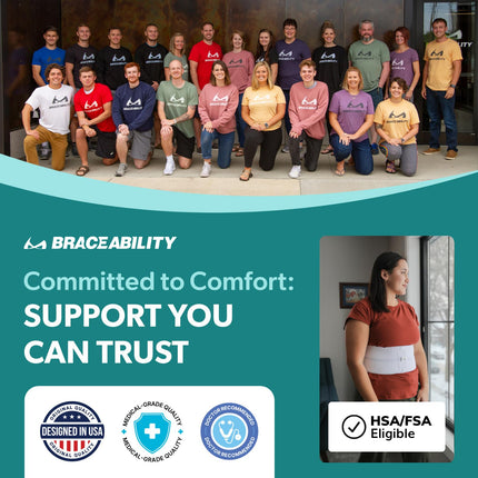 BraceAbility elastīgais krūšu atbalsts salauztām ribām saplaisājušām, lūzušām vai izmežģītām ribām, aizsardzība, kompresija un atbalsts (vīriešiem - piemērots 24–60 collu krūšu apkārtmēram)