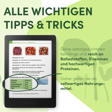 Green SEEDS® kressalātu sietu komplekts (1 kressalātu bļodiņa) | Nerūsējošā tērauda siets ar augstas kvalitātes keramikas bļodu | Audzēšanas paplāte 14 x 14 cm Droši mazgājama trauku mazgājamā mašīnā un nerūsējoša + Dīgšanas ABC ilgtspējīgi iepakots