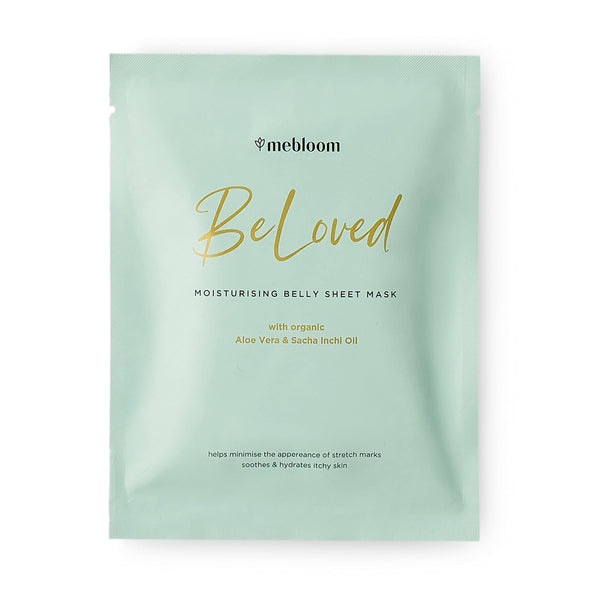 MEBLOOM BeLoved mitrinošā vēdera maska ​​(40x60) cm - vēderam grūtniecības laikā - aizsargā pret strijām - izgatavota no dabīgām un organiskām augu vielām