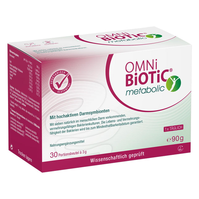 OMNi BiOTiC vielmaiņas līdzeklis, 30 porcijas (90 g), 7 baktēriju celmi, 3 miljardi baktēriju vienā dienas devā, pulveris, veģetārs, bez glutēna, ikdienas lietošanai