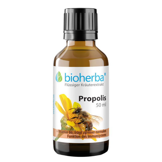 Propolisa pilieni bezalkoholiski – 50 ml tinktūra ar B6 vitamīnu – augu izcelsmes uztura bagātinātājs no BIOHERBA PZN 17187037