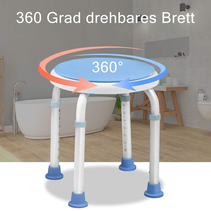 UISEBRT 360° rotējošs dušas krēsls, regulējams augstums, dušas krēsls, vannas krēsls, dušas palīglīdzeklis, vannas krēsls, neslīdošs ar piesūcekni, satvēriena stieni, vannas rokturis (krēsls+satvēriena stienis)