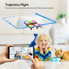 Tomzon mini drons ar 1080P kameru bērniem un iesācējiem. RC kvadrokopters ar LED gaismu, tālvadības helikopters, drona rotaļlieta iekštelpām, 360° propellera aizsardzība/ilgs lidojuma laiks/metiens/3D apgrieziens.