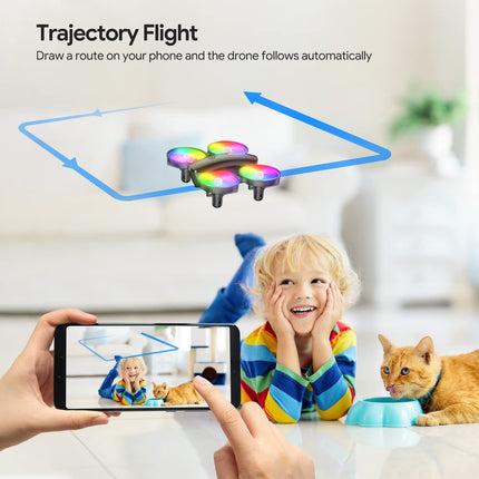 Tomzon mini drons ar 1080P kameru bērniem un iesācējiem. RC kvadrokopters ar LED gaismu, tālvadības helikopters, drona rotaļlieta iekštelpām, 360° propellera aizsardzība/ilgs lidojuma laiks/metiens/3D apgrieziens.