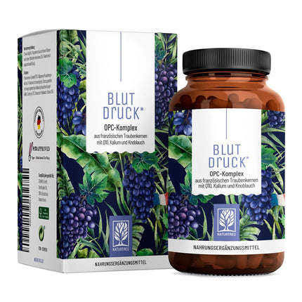 NATURTREU® OPC vīnogu kauliņu ekstrakts ar augstu devu 900 mg ekstrakts ar Q10, kāliju un melno ķiploku - franču vīnogas vegānas - 90 vīnogu kauliņu ekstrakta OPC kapsulas ar augstu devu.