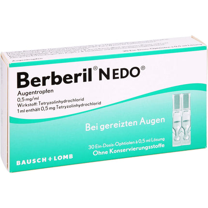 Berberil N EDO acu pilieni kairinātām acīm, 30 vienreizējas devas pipetes