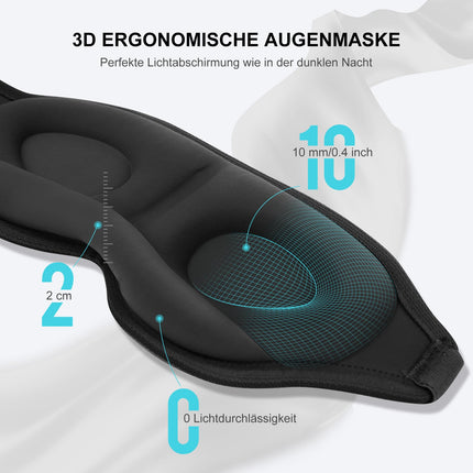 Aosun miega maska ​​sānu gulētājiem, 2024. gada uzlabotas 3D acu maskas miega maskas vīriešiem un sievietēm, 100% gaismu bloķējoša miega maska ​​ar regulējamu elastīgu siksnu ceļojumiem (melna)