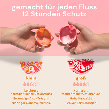 Atkārtoti lietojams menstruālais disks, līdz 12 stundām, ilgtspējīgs menstruālais disks kā alternatīva tamponiem un menstruālajām piltuvītēm, menstruālais disks vieglām vai stiprām menstruācijām
