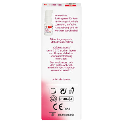 Doppelherz acu aerosols Hyaluron Fresh - vidēji smagas acu sausuma simptomu mazināšanai - bez konservantiem - 10 ml