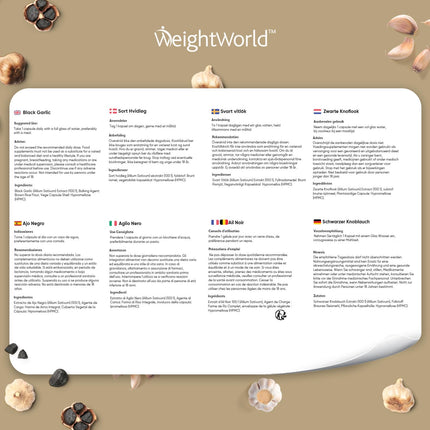 Melnais ķiploks 100:1 - 15000 mg vienā kapsulā - Ar alicīnu un S-alilcisteīnu - 180 vegānas kapsulas - 6 mēnešu krājumi - Pieaugušajiem - By WeightWorld