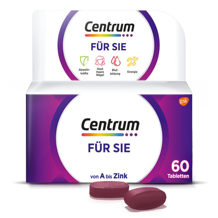 Multivitamīni - Centrum For You, 60 gab. - Augstas kvalitātes uztura bagātinātājs ar mikroelementiem, kas īpaši paredzēts sievietēm - Vitamīni, minerālvielas un mikroelementi pilnvērtīgai ikdienas lietošanai