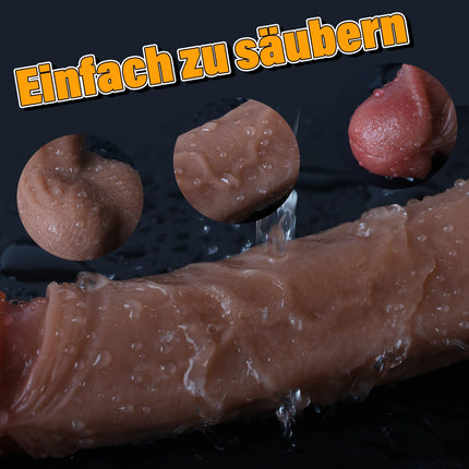 YQlove reālistisks dildo - reālistisks šķidra silikona dildo, 22 cm ideāls izmērs, mīksts divslānis ar īstām vēnām un izspiedušām sēkliniekiem, anālā dildo seksa rotaļlieta sievietēm un vīriešiem