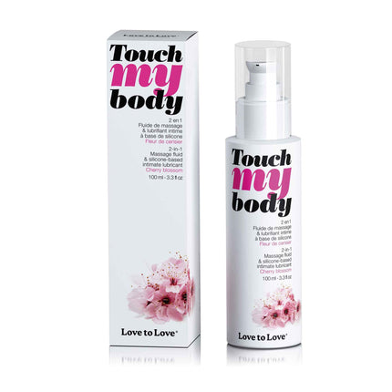 LOVE TO LOVE Touch My Body, Masāžas eļļa un lubrikants, ķiršu ziedi, 100 ml