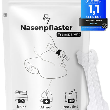 Ellicit® caurspīdīgas deguna plāksnītes, 30 gab. iepakojumā, augstas kvalitātes deguna plāksnītes, pret krākšanu, īpaši stipra noturība labākai miega kvalitātei, labāka elpošana ar aizliktu degunu, deguna plāksnītes [katram degunam]