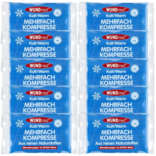 Wundmed atkārtoti lietojamās aukstās/siltās kompreses, 10 gabali, 8,5 x 13 cm, termokomprese, termokompreses, termokomprese, balta, moderna, iepakojums