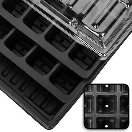 com-four® 8 daļu audzēšanas komplekts, komplektā ietilpst ūdens paplātes, siltumnīcas vāks un podu plāksnes ar 96 šūnām augu audzēšanai telpās (8 daļu - audzēšanas komplekts 38x25cm)