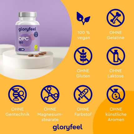OPC vīnogu kauliņu ekstrakta kapsulas - 1052 mg ekstrakta PLUS C vitamīns vienā dienas devā - oriģinālās franču vīnogas - 180 vegānas tabletes - neatkarīgi pārbaudītas laboratorijā