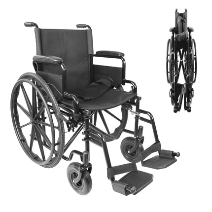 PEPE Mobility — viegls, salokāms ratiņkrēsls (tērauda konstrukcija, 17,5 kg), salokāmi roku balsti un kāju balsti, necaurduramas riepas visiem reljefiem