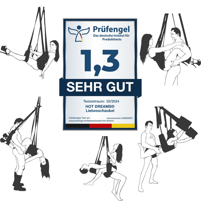 HOT DREAMS® 2-in-1 mīlas šūpoles durvīm un griestiem – Luksusa seksa šūpoles pāriem līdz 200 kg | Polsterēts, regulējams, ērts | Durvju vēršanas sekss | Erotiskas šūpoles pieaugušajiem (bez kronšteina)