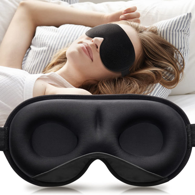 Umisleep 2024 svērtā miega maska ​​vīriešiem un sievietēm, 3D acu maska, miega maska ​​spiediena mazināšanai, 100% gaismu bloķējoša miega maska ​​ar regulējamu siksnu ceļojumiem, joga, 120 g, melna