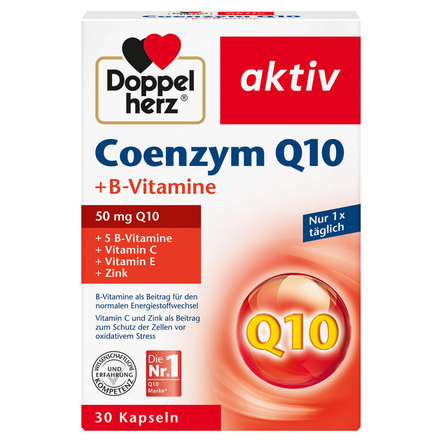 Doppelherz koenzīms Q10 + B vitamīni - ar cinku, B6, B12 un C vitamīniem, kas veicina normālu imūnsistēmas darbību - 30 kapsulas (1 iepakojums)