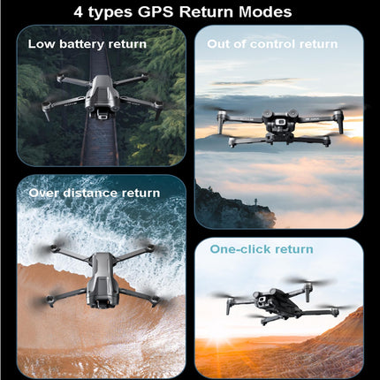 GPS drons ar 4K kameru pieaugušajiem, 5G WIFI FPV RC salokāms kvadrokopters, GPS viedā atgriešanās funkcija, 3 baterijas ar 60 minūšu lidojuma laiku, 150° ESC kamera, bezsuku motors
