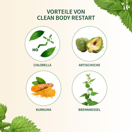 BodyFokus Clean Body Restart - aknu, homocisteīna un tauku metabolisma veicināšanai - 60 kapsulas - ražots Vācijā
