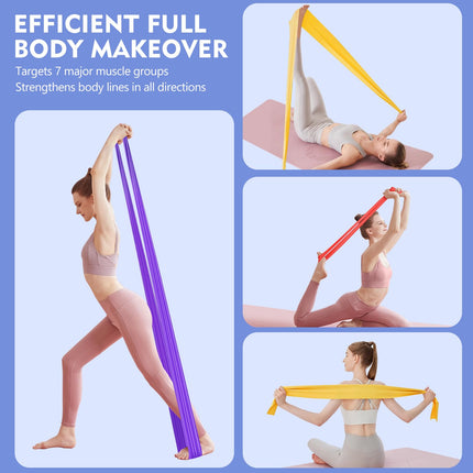 Fokky 1.8M fitnesa lentes, 4 pretestības lentu komplekts, vingrošanas lentes, pretestības lentes ar pārnēsāšanas somu un vingrinājumu instrukcijām, fitnesa lente Pilates jogai, fitnesa muskuļu veidošanai