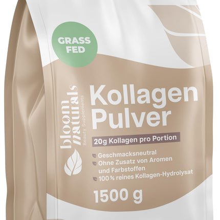 Kolagēna pulveris 1500 g (1,5 kg) - augstas devas un bezgaršīgs kolagēna hidrolizāta pulveris, 1. un 3. tipa peptīds - kolagēna peptīdi - ražots Vācijā XXL uzglabāšanas iepakojums