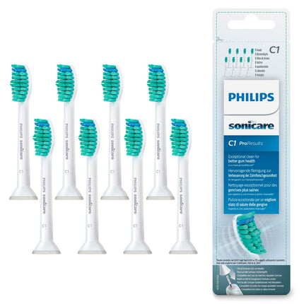 Philips Sonicare Original ProResults standarta Sonic zobu birstes uzgaļi — 8 gab. iepakojumā, baltā krāsā (modelis HX6018/07)