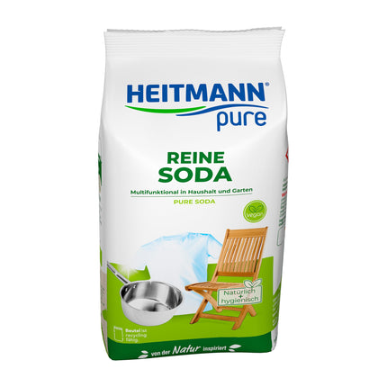 HEITMANN tīrā soda | Dabīgs tīrīšanas pulveris mājsaimniecībai, veļas mazgāšanai un dārzam | Daudzpusīgs mājsaimniecības līdzeklis pret taukiem, netīrumiem, traipiem un smakām | 500 g