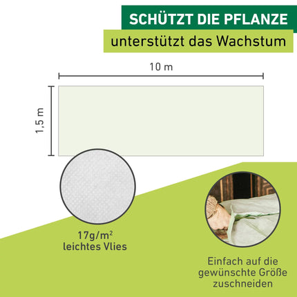 Dārza flīsa audums BASIC 10x1.5m 17g/m2, balts