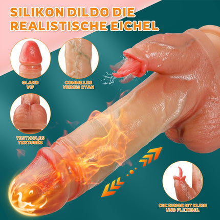 Reālistiski vibratori dildo sievietēm, anālā dildo vibrācija ar 10 vibrācijām, 7 mēles laizīšanas, 7 grūdienu darbības, seksa rotaļlieta sievietēm ar sildīšanu, dildo dzimumlocekļa vibrators dzimumlocekļa G punktam