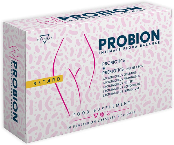 PROBION® - kultūru komplekss sieviešu intīmajai florai | Vaginālās probiotikas | Probiotikas sievietēm | Uztura bagātinātāji prebiotikas | Bakteriālās maksts floras labsajūta | 30 kapsulas