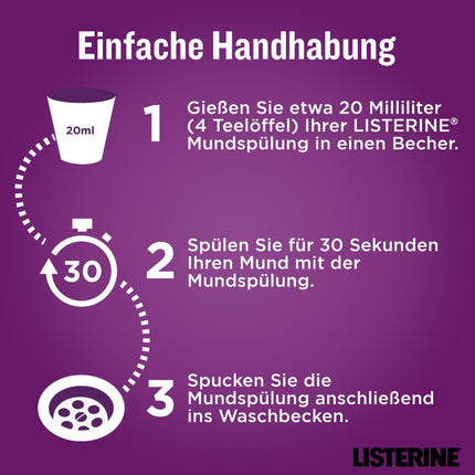 LISTERINE Total Care zobu aizsardzība (500 ml) - Stiftung Warentest testa uzvarētājs, 6 vienā efekts, 24 stundu svaiga elpa, aizsargā pret kariesu un smaganu problēmām, antibakteriāls mutes skalošanas līdzeklis